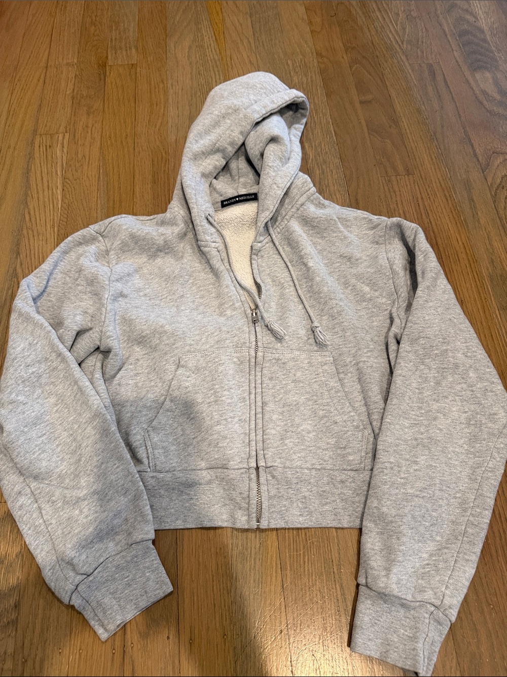 Brandy Melville_Cozy Grey Zip-Up Hooded Jacket